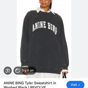 Anine Bing Tyler Oversized Black Logo Sweatshirt